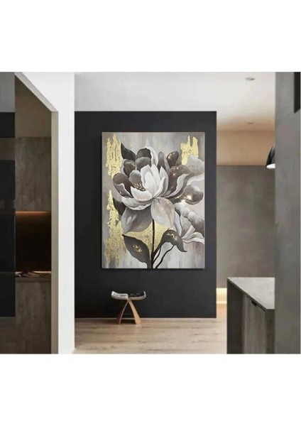 Kanvas Tablo Yağlı Boya Görünümlü Modern Çiçek Tablo 35 x 50