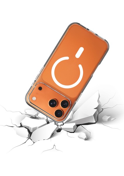 Apple iPhone 17 Pro ile Uyumlu Kapak Magsafe Kablosuz Şarj Destekli Şeffaf Silikon Kılıf