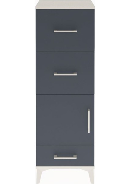 Arges Dolap Tek Raflı 3 Çekmeceli Tek Kapaklı 44X30X134 Aytaşı-Antrasit