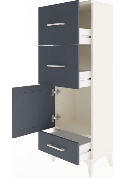 Arges Dolap Tek Raflı 3 Çekmeceli Tek Kapaklı 44X30X134 Aytaşı-Antrasit fırsatları