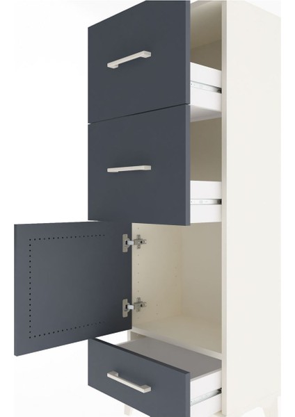 Arges Dolap Tek Raflı 3 Çekmeceli Tek Kapaklı 44X30X134 Aytaşı-Antrasit indirimleri