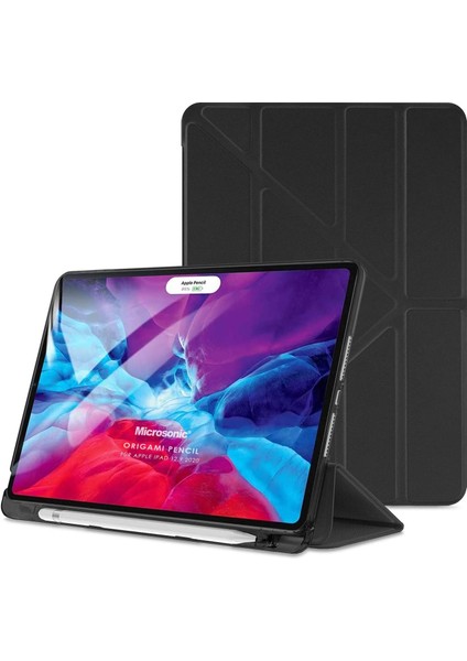 iPad Pro 12.9`` 2022 6. Nesil Için Kılıf (A2436-A2764-A2437-A2766) Origami Pencil Siyah [ipad Pro 12.9 2022 ile Uyumlu Kılıf - Siyah]