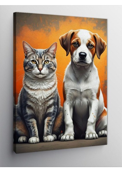 Kanvas Tablo Kedi ve Köpek Dostluğu 100 x 140 CNVSDKEY-126312-100-140
