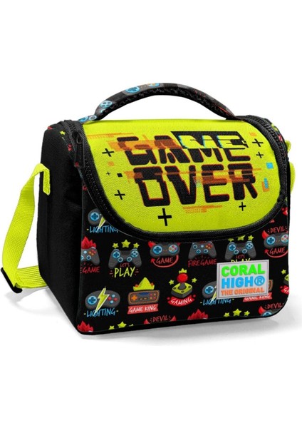Siyah Sarı Game Over Erkek Çocuk Beslenme Çantası - Thermo Yalıtımlı
