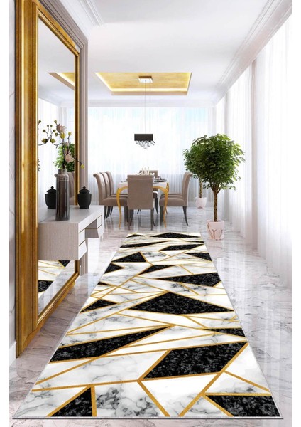 Kaymaz Taban Metre Işi Rulo Yolluk Asimetrik Siyah AR346