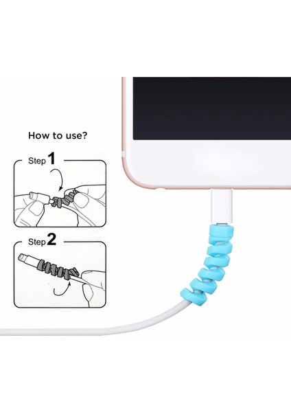 4&amp;#39;lü Apple, Android Şaj Kablosu Koruyucu Silikon Spiral Yay Aparat (4172) indirimleri