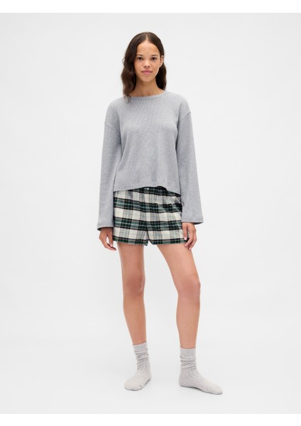 Kadın Koyu Yeşil Gap Logo Flannel Boxer Şort