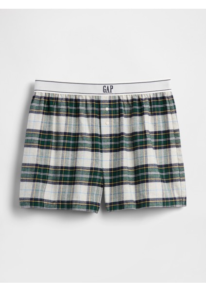 Kadın Koyu Yeşil Gap Logo Flannel Boxer Şort fiyatları
