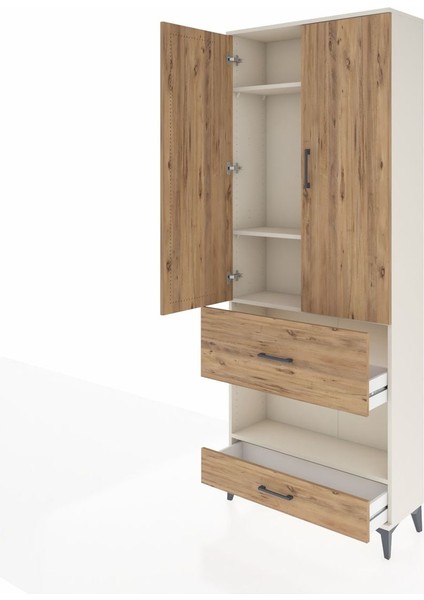 Arges Dolap 4 Raflı 2 Çekmeceli 2 Kapaklı 88X30X221 Aytaşı-Çam fırsatları