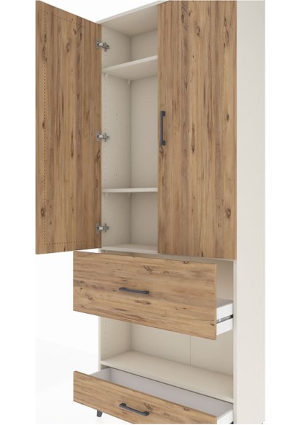 Arges Dolap 4 Raflı 2 Çekmeceli 2 Kapaklı 88X30X221 Aytaşı-Çam indirimleri