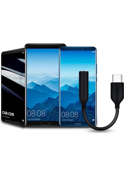 Type-C Için 3.5mm Aux, Kulaklık ve Mikrofon Adaptörü Siyah, Telefonlar ile Uyumlu modelleri