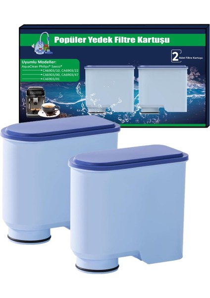 Su Filtresi Kartuşu CA6903/10, CA6903/22 Için Su Filtresi Kartuşu | Kireç Çözme | Kahve Makineleri Için 2&apos;li Paket Değiştirme
