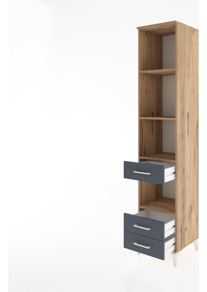 Hyperion Dolap 4 Raflı 3 Çekmeceli 44X44X221 Çam-Antrasit fırsatları