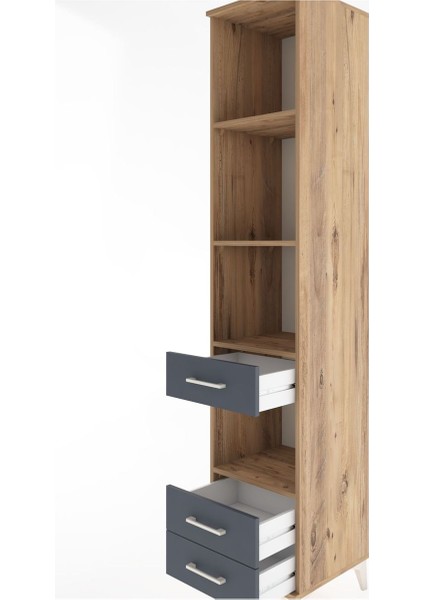 Hyperion Dolap 4 Raflı 3 Çekmeceli 44X44X221 Çam-Antrasit indirimleri