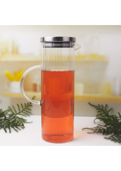 1000ML Metal Kapaklı Borosilikat Cam Yağlık & Sürahi – Şık, Dayanıklı ve Sağlıklı Saklama Çözümü (8cm x 20CM)
