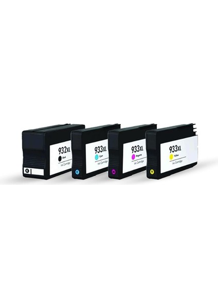 Kartuş Hp Uyumlu Muadil Kartuşlar, 1 Takim (4 Adet) Bk Hp 932XL/933XL Uyumlu Kartuşlar - Hp 6700/6100/ 7510/7110/ 7610/7612 Uyumlu