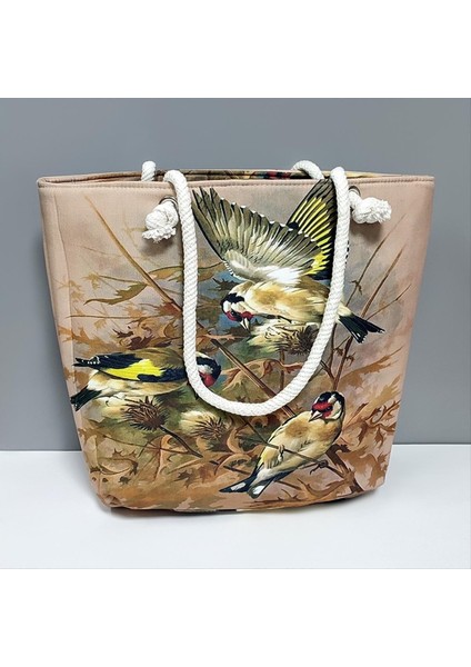 Kuş Desenli Plaj Çantası