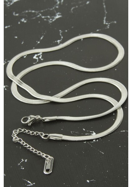 Ince Italyan Zincir Çelik Kolye 55 cm