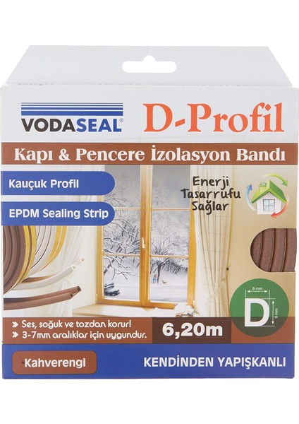 53.01.050 Kapı Pencere Izolasyon Bandı, Kendinden Yapışkanlı, Kahve