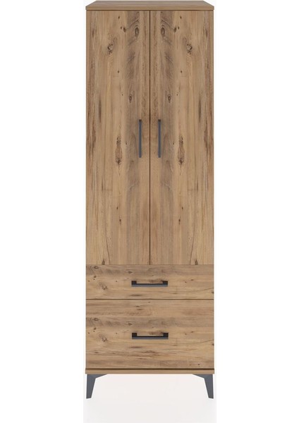 Hyperion Dolap 4 Raflı 2 Çekmeceli 2 Kapaklı 60X44X182 Çam-Çam