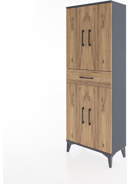 Arges Dolap 3 Raflı Tek Çekmeceli 4 Kapaklı 60X30X163 Antrasit-Çam modelleri