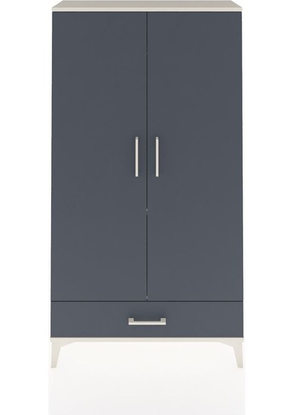 Arges Dolap 2 Raflı Tek Çekmeceli Tek Askılı 88X30X163 Aytaşı-Antrasit