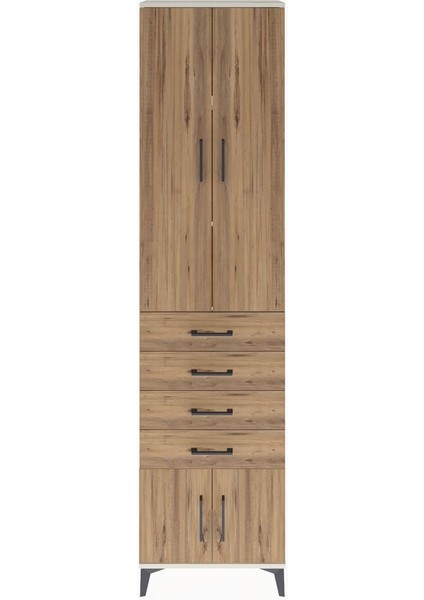 Arges Dolap 3 Raflı 4 Çekmeceli 4 Kapaklı 60X30X243 Aytaşı-Çam