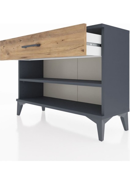 Arges Şifonyer Tek Raflı Tek Çekmeceli 88X30X64 Antrasit-Çam indirimleri