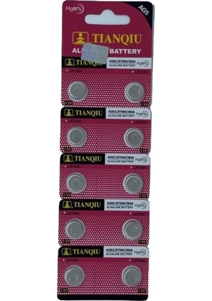 Tıanqıu Ag5 LR754/393 Alkalin 10'lu Düğme Pil