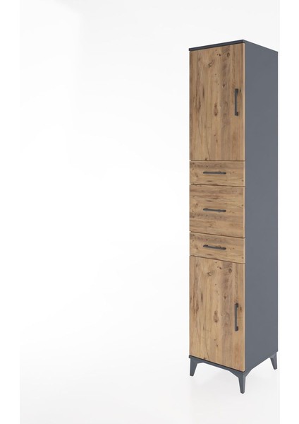 Hyperion Dolap 3 Raflı 3 Çekmeceli 2 Kapaklı 44X44X221 Antrasit-Çam modelleri