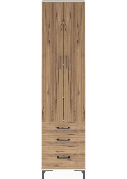 Arges Dolap 4 Raflı 3 Çekmeceli 2 Kapaklı 60X30X243 Aytaşı-Çam