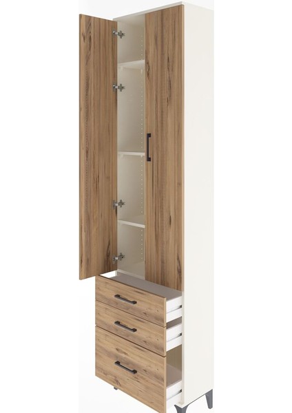 Arges Dolap 4 Raflı 3 Çekmeceli 2 Kapaklı 60X30X243 Aytaşı-Çam fırsatları