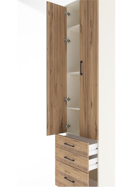 Arges Dolap 4 Raflı 3 Çekmeceli 2 Kapaklı 60X30X243 Aytaşı-Çam indirimleri