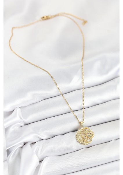 Bfs 316L Çelik Zirkon Taşlı Ay ve Güneş Model Gold Renk Kadın Kolye fiyatları