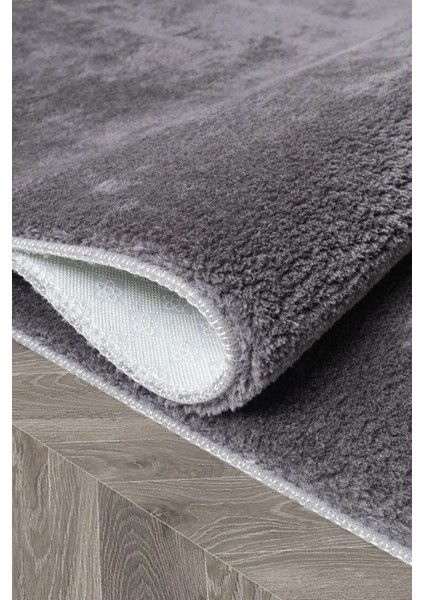 Yumuşak Peluş Oval Halı, Çok Amaçlı, Yıkanabilir, Kaymaz Taban, Gri Renk fırsatları
