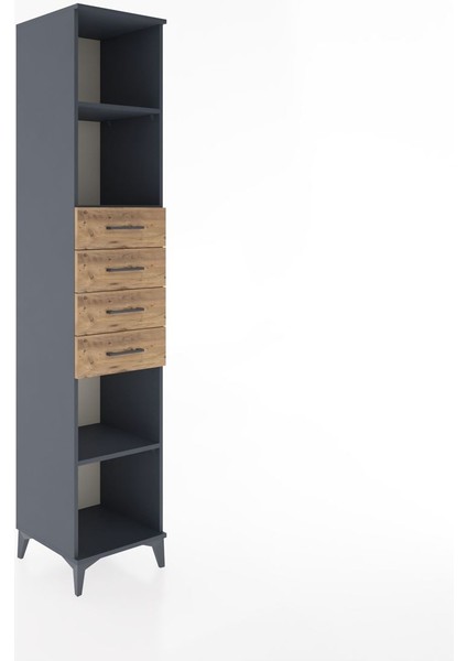 Hyperion Dolap 3 Raflı 4 Çekmeceli 44X44X221 Antrasit-Çam fiyatları