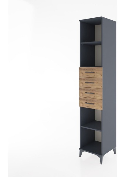 Hyperion Dolap 3 Raflı 4 Çekmeceli 44X44X221 Antrasit-Çam modelleri