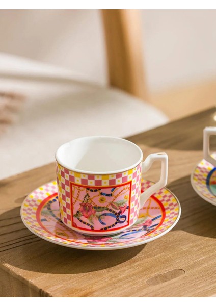 Baskılı 2 Kişilik Porselen Kahve Fincan Takımı 90 ml (W5) fiyatları