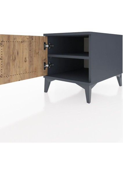 Kronos Komodin Tek Raflı Tek Kapaklı 44X59X48 Antrasit-Çam fırsatları