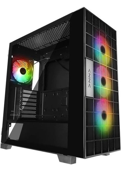 Rampage Azza V2 Temperli Cam Siyah Argb Fan+Type-C Atx Mid-T Gamıng Kasa