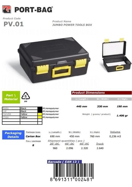 Portbag PV01 Usta Takım Çantası Jumbo modelleri