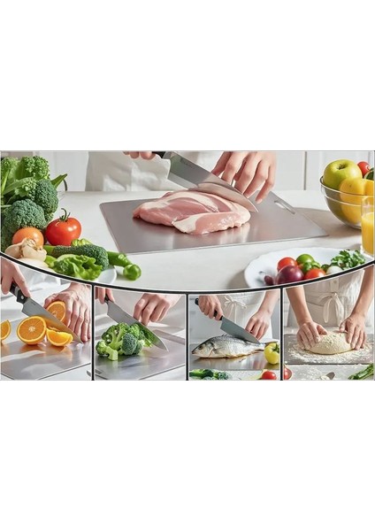 2 Adet Paslanmaz Çelik Kesme Tahtası , Hijyenik Yüzey , Orta Boy - Xl Ekstra Büyük Boy, 2'li Set modelleri