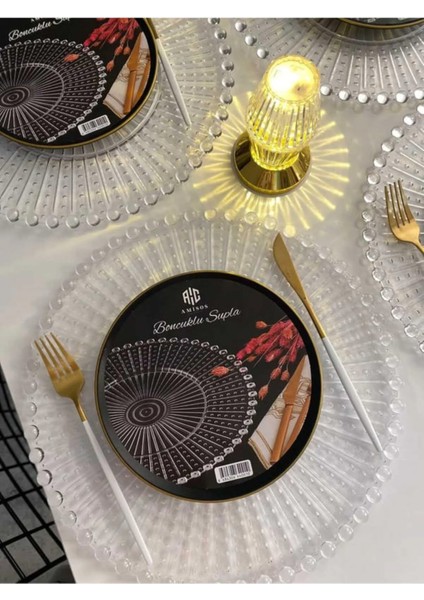 Supla, Boncuklu Sunum Tepsisi Şeffaf Sunumluk 20 Cm. modelleri