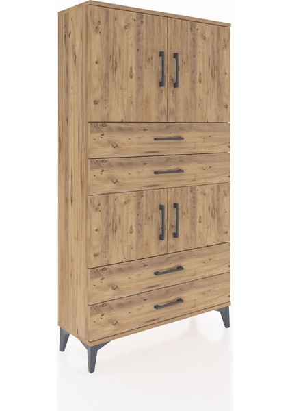 Arges Dolap 3 Raflı 4 Çekmeceli 4 Kapaklı 88X30X163 Çam-Çam fiyatları