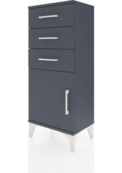 Arges Komodin Tek Raflı 3 Çekmeceli Tek Kapaklı 44X30X106 Antrasit-Antrasit modelleri