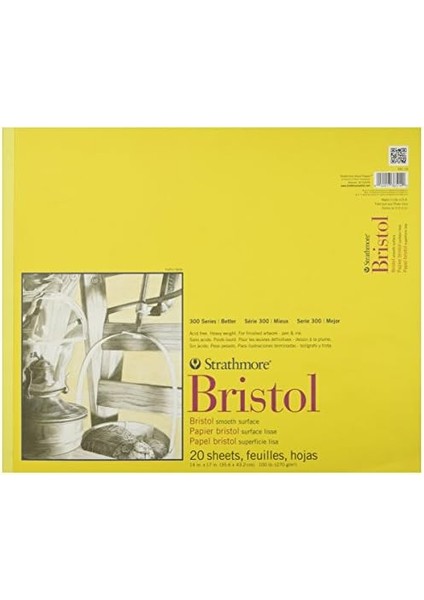 300 Serisi Bristol Kağıt Pedi, Pürüzsüz, Ciltli, 14X17 Inç, 20 Yaprak (100 LB/270 G) - Yetişkinler ve Öğrenciler Için Sanatçı Kağıdı - Işaretleyiciler, ve Mürekkep fiyatları