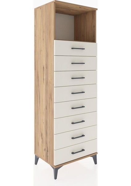 Hyperion Dolap Tek Raflı 8 Çekmeceli 60X44X182 Çam-Aytaşı fiyatları