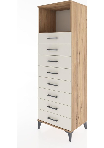 Hyperion Dolap Tek Raflı 8 Çekmeceli 60X44X182 Çam-Aytaşı modelleri