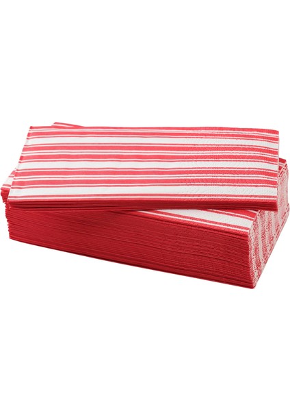 Vinterfint Desenli Peçete Şerit Deseni Kırmızı Beyaz 38 x 38 cm 30 Adet