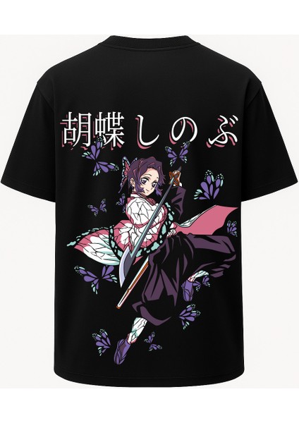 Oversize Shinobu Kocho Demon Slayer Baskılı Tişört - Büyük Baskı - Geniş Kesim